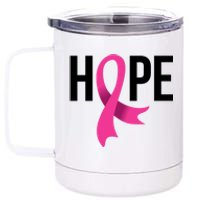 Hope Ribbon Breast Cancer Awareness Month 12 oz Stainless Steel Tumbler Cup