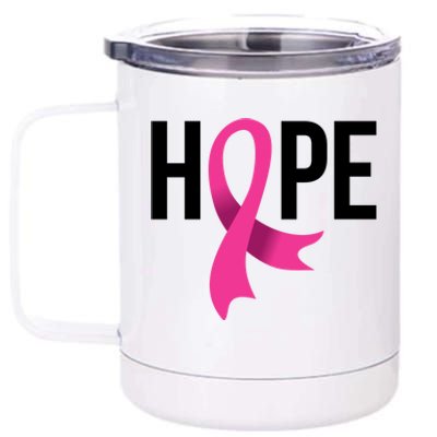 Hope Ribbon Breast Cancer Awareness Month 12 oz Stainless Steel Tumbler Cup