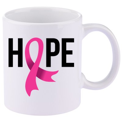 Hope Ribbon Breast Cancer Awareness Month 11oz C Handle Ceramic Mug
