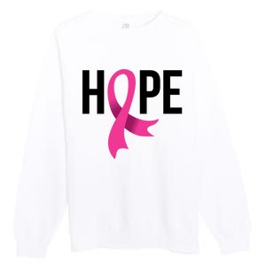 Hope Ribbon Breast Cancer Awareness Month Premium Crewneck Sweatshirt