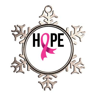 Hope Ribbon Breast Cancer Awareness Month Metallic Star Ornament