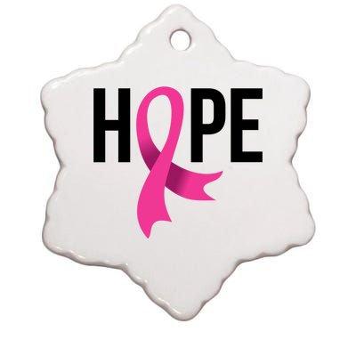 Hope Ribbon Breast Cancer Awareness Month Ceramic Star Ornament