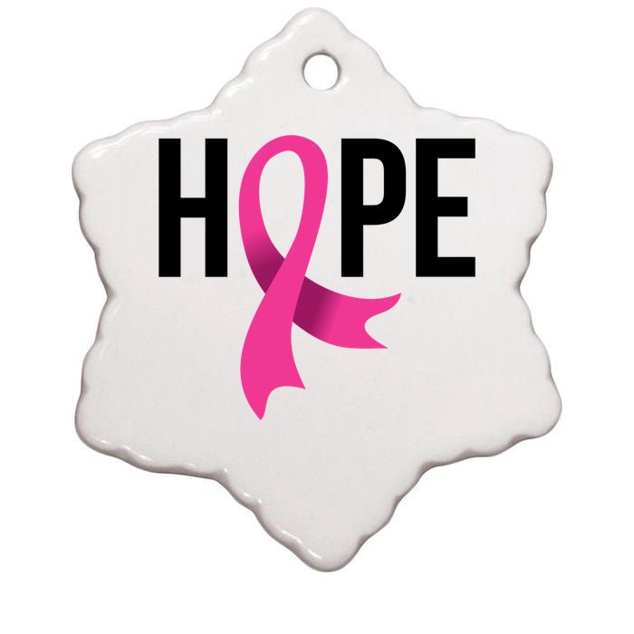 Hope Ribbon Breast Cancer Awareness Month Ceramic Star Ornament