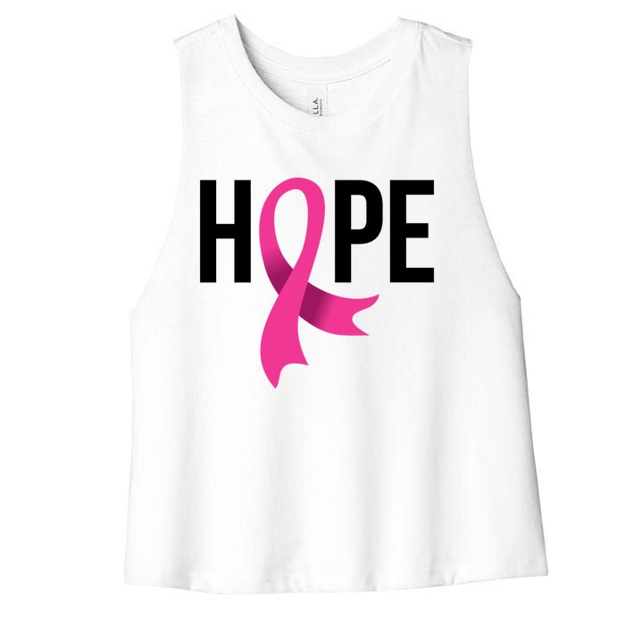 Hope Ribbon Breast Cancer Awareness Month Women's Racerback Cropped Tank