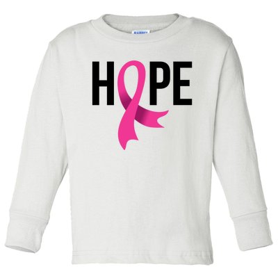 Hope Ribbon Breast Cancer Awareness Month Toddler Long Sleeve Shirt