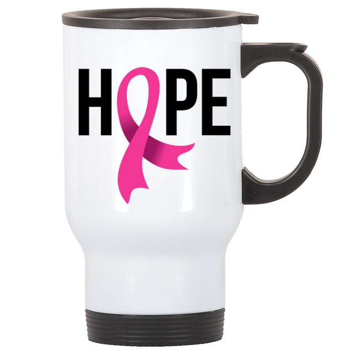 Hope Ribbon Breast Cancer Awareness Month Stainless Steel Travel Mug