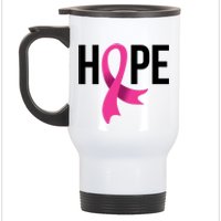 Hope Ribbon Breast Cancer Awareness Month Stainless Steel Travel Mug