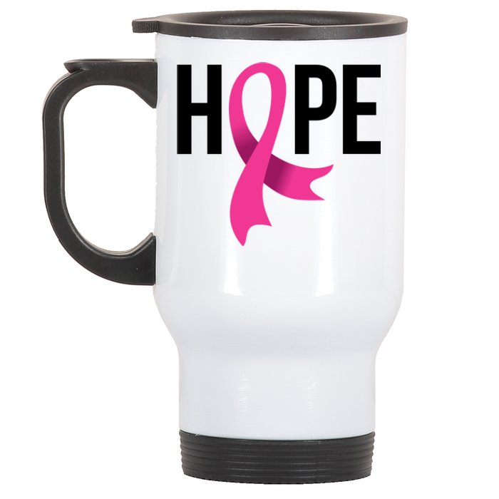 Hope Ribbon Breast Cancer Awareness Month Stainless Steel Travel Mug