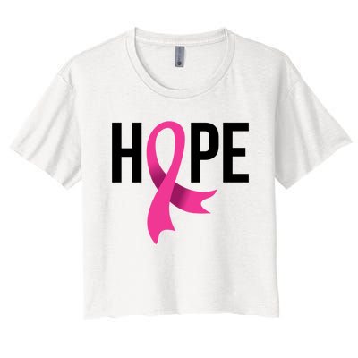 Hope Ribbon Breast Cancer Awareness Month Women's Crop Top Tee