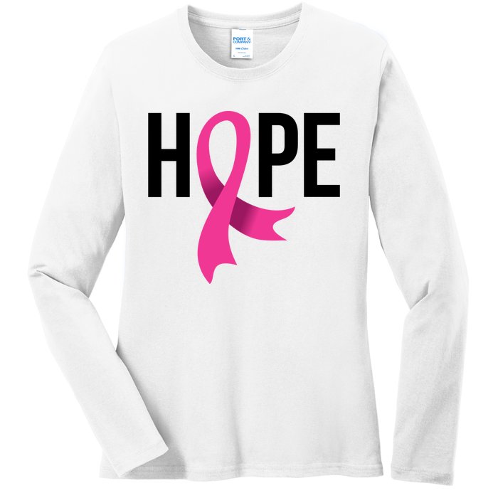 Hope Ribbon Breast Cancer Awareness Month Ladies Long Sleeve Shirt