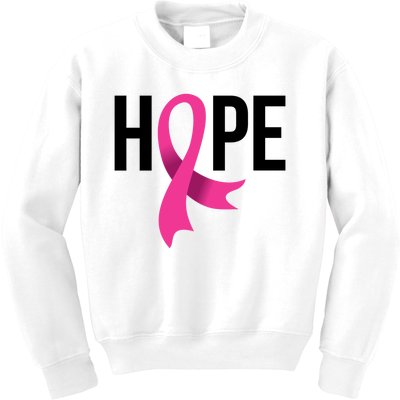 Hope Ribbon Breast Cancer Awareness Month Kids Sweatshirt