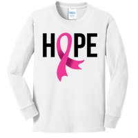 Hope Ribbon Breast Cancer Awareness Month Kids Long Sleeve Shirt