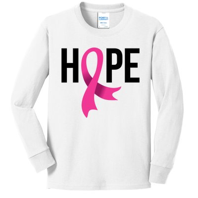 Hope Ribbon Breast Cancer Awareness Month Kids Long Sleeve Shirt