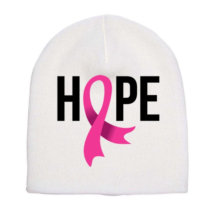 Hope Ribbon Breast Cancer Awareness Month Short Acrylic Beanie