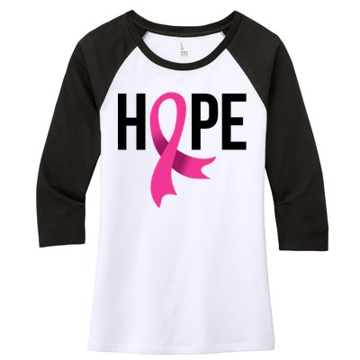 Hope Ribbon Breast Cancer Awareness Month Women's Tri-Blend 3/4-Sleeve Raglan Shirt