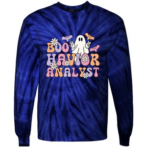 Halloween Retro Boo ABA Therapist BCBA Behavior Analyst Tie-Dye Long Sleeve Shirt