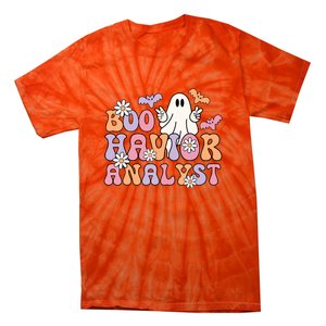 Halloween Retro Boo ABA Therapist BCBA Behavior Analyst Tie-Dye T-Shirt