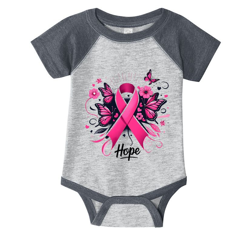 Hope Ribbon Butterfly Breast Cancer Awareness Infant Baby Jersey Bodysuit
