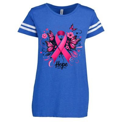 Hope Ribbon Butterfly Breast Cancer Awareness Enza Ladies Jersey Football T-Shirt