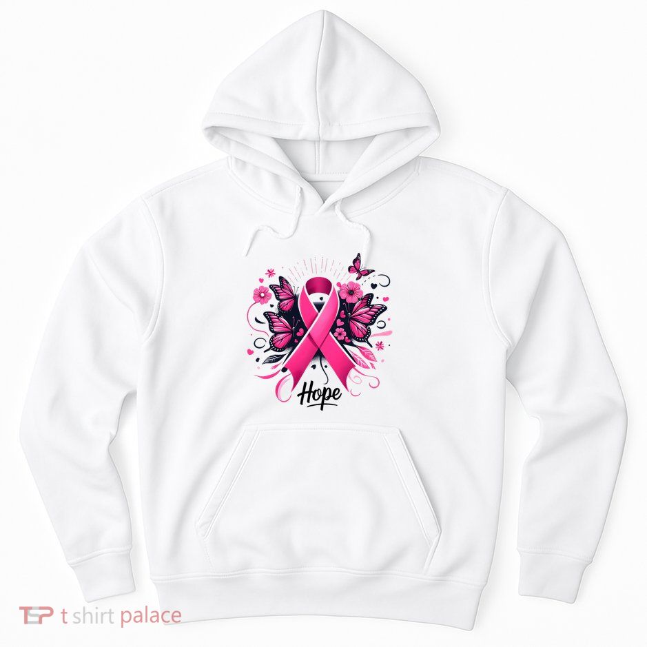 Hope Ribbon Butterfly Breast Cancer Awareness Hoodie