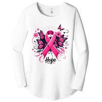 Hope Ribbon Butterfly Breast Cancer Awareness Women's Perfect Tri Tunic Long Sleeve Shirt