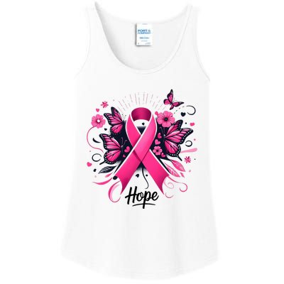 Hope Ribbon Butterfly Breast Cancer Awareness Ladies Essential Tank