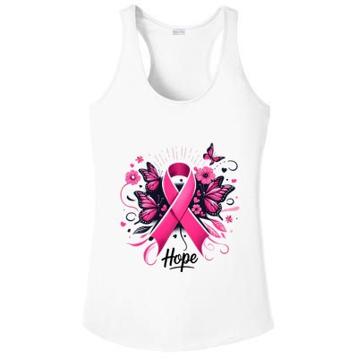 Hope Ribbon Butterfly Breast Cancer Awareness Ladies PosiCharge Competitor Racerback Tank