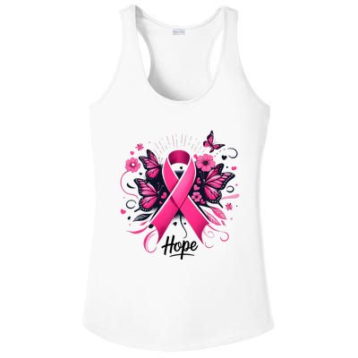 Hope Ribbon Butterfly Breast Cancer Awareness Ladies PosiCharge Competitor Racerback Tank