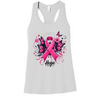 Hope Ribbon Butterfly Breast Cancer Awareness Women's Racerback Tank