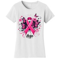 Hope Ribbon Butterfly Breast Cancer Awareness Women's T-Shirt