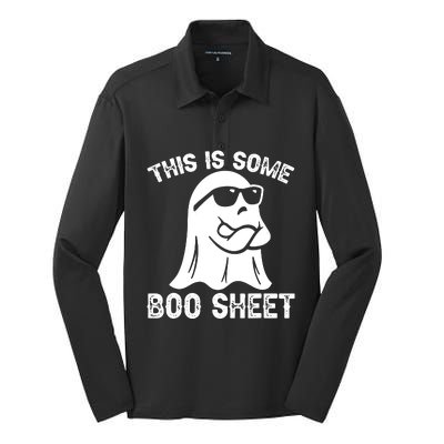 Halloween Retro Boo Ghost This Is Some Boo Sheet Silk Touch Performance Long Sleeve Polo