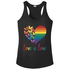 Heart Rainbow Butterfly Love Is Love Lgbt Lesbian Pride Gift Ladies PosiCharge Competitor Racerback Tank