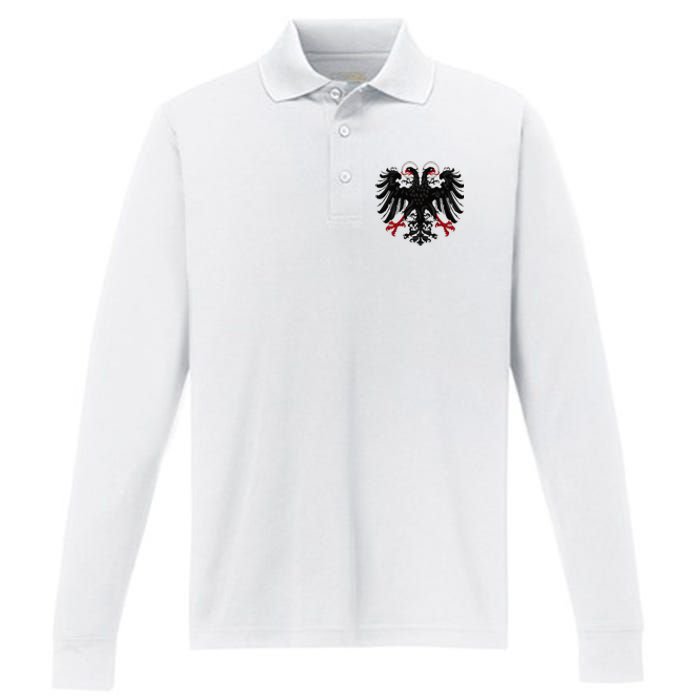 Holy Roman Banner Flag Double Headed Eagle Empire Performance Long Sleeve Polo