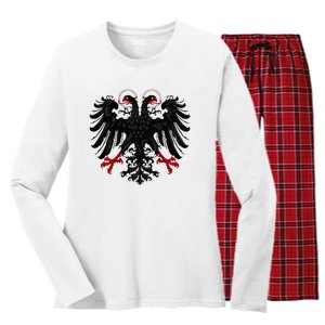 Holy Roman Banner Flag Double Headed Eagle Empire Women's Long Sleeve Flannel Pajama Set 