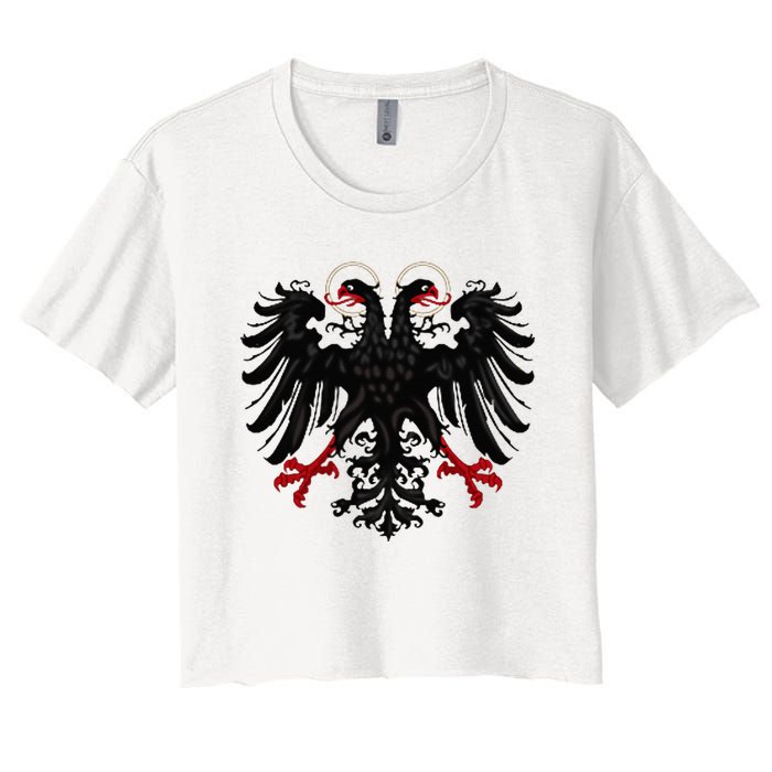 Holy Roman Banner Flag Double Headed Eagle Empire Women's Crop Top Tee