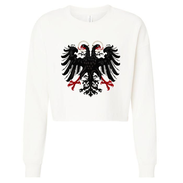 Holy Roman Banner Flag Double Headed Eagle Empire Cropped Pullover Crew