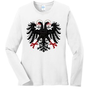 Holy Roman Banner Flag Double Headed Eagle Empire Ladies Long Sleeve Shirt