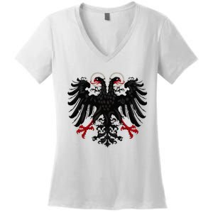 Holy Roman Banner Flag Double Headed Eagle Empire Women's V-Neck T-Shirt