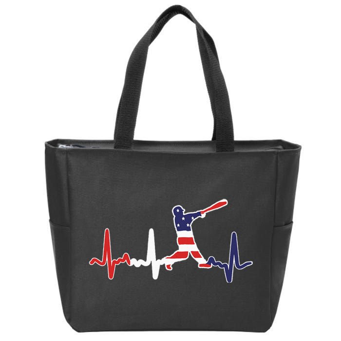 Home Run Baseball Flag Baseball Heartbeat Zip Tote Bag