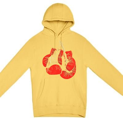 Hanging Red Boxing Gloves Graphic Gift Premium Pullover Hoodie