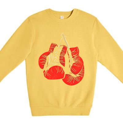 Hanging Red Boxing Gloves Graphic Gift Premium Crewneck Sweatshirt