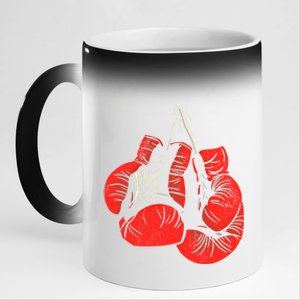 Hanging Red Boxing Gloves Graphic Gift 11oz Black Color Changing Mug