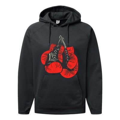 Hanging Red Boxing Gloves Graphic Gift Performance Fleece Hoodie