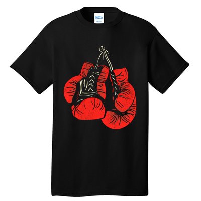 Hanging Red Boxing Gloves Graphic Gift Tall T-Shirt