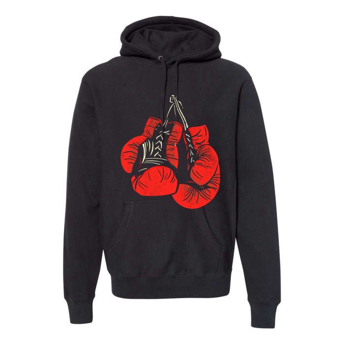 Hanging Red Boxing Gloves Graphic Gift Premium Hoodie