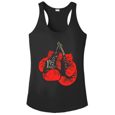 Hanging Red Boxing Gloves Graphic Gift Ladies PosiCharge Competitor Racerback Tank