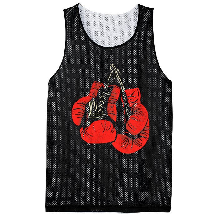 Hanging Red Boxing Gloves Graphic Gift Mesh Reversible Basketball Jersey Tank