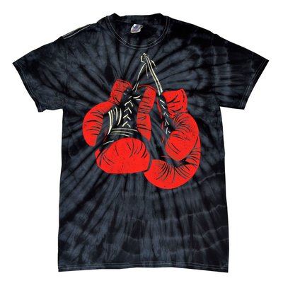 Hanging Red Boxing Gloves Graphic Gift Tie-Dye T-Shirt