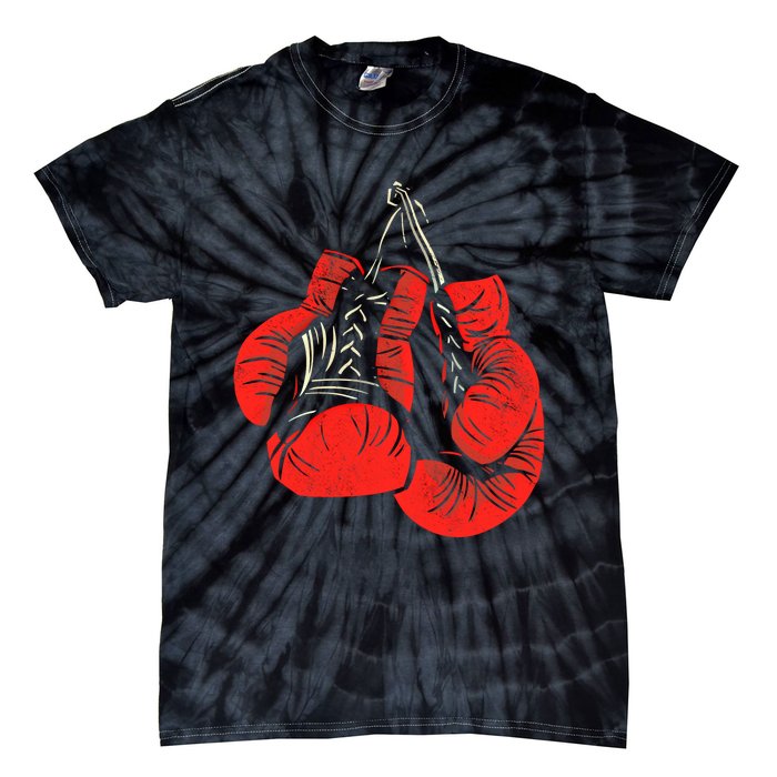 Hanging Red Boxing Gloves Graphic Gift Tie-Dye T-Shirt