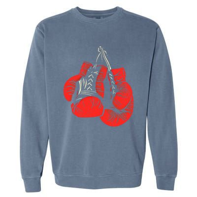 Hanging Red Boxing Gloves Graphic Gift Garment-Dyed Sweatshirt